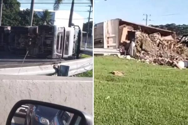 A Gazeta Carreta Tomba No Viaduto De Carapina E Interrompe Parte Do