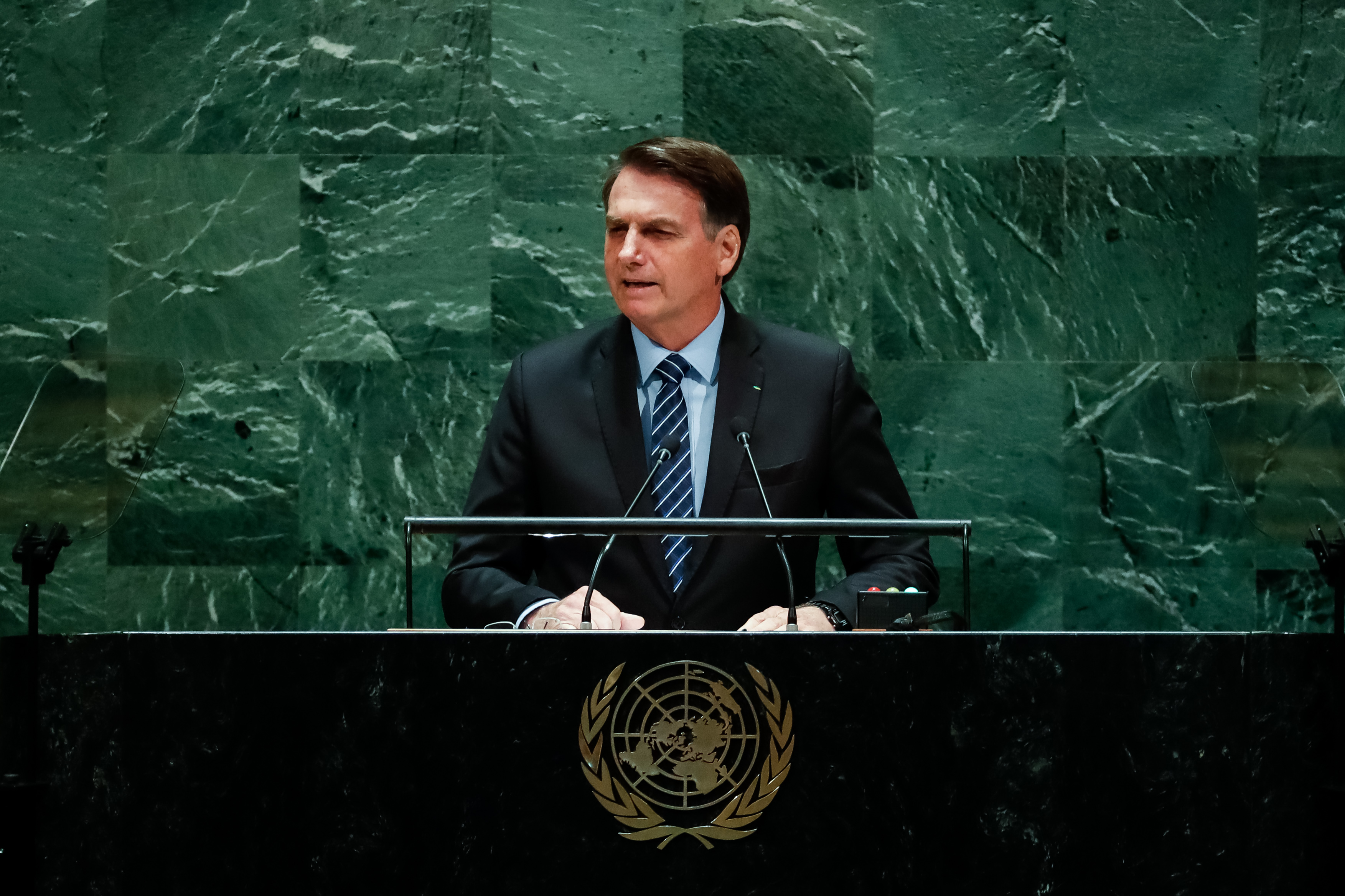 Presidente da República, Jair Bolsonaro, discursa durante a abertura do Debate Geral da Assembleia Geral das Nações Unidas (AGNU)
