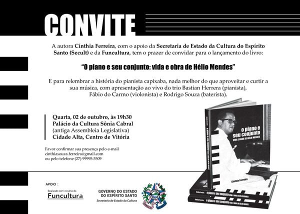 Convite Hélio Mendes. Crédito: Divulgação