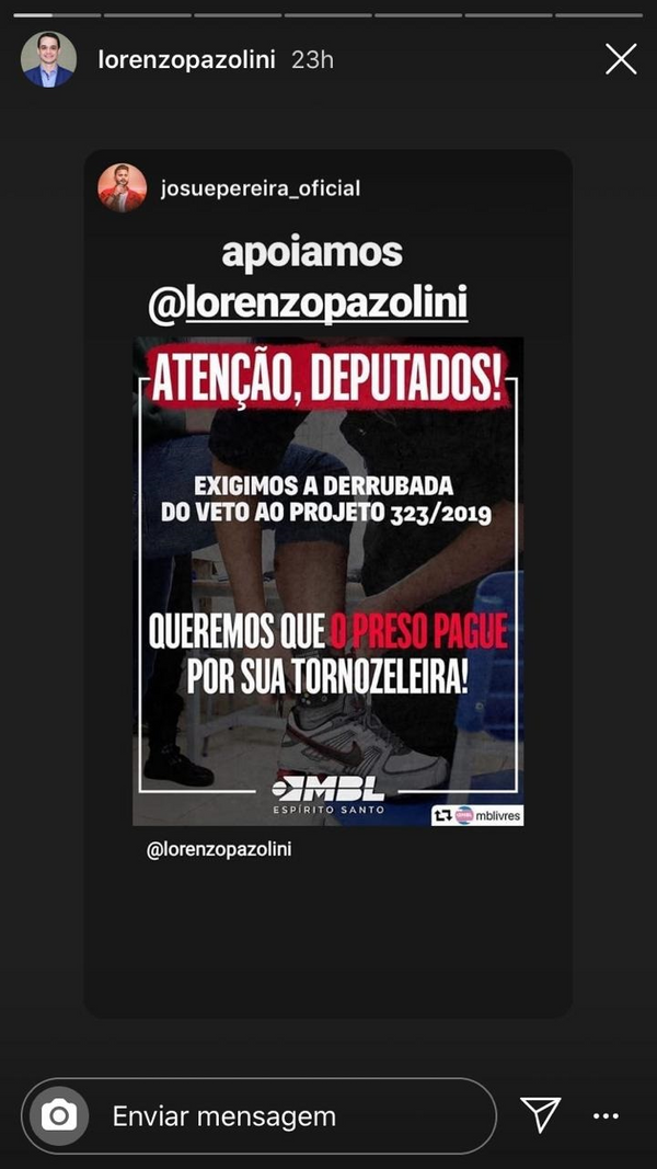 Post do MBL Espírito Santo. Crédito: Colaborador da coluna