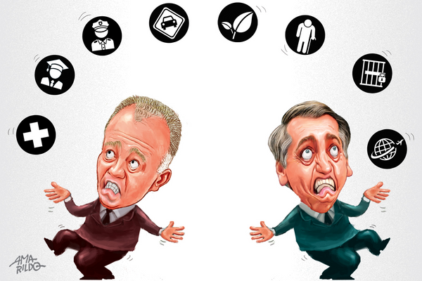 Casagrande e Bolsonaro discordam sobre os mais diversos temas. Crédito: Amarildo