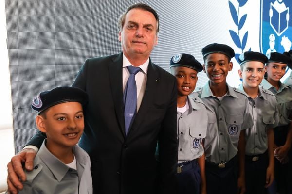 Presidente Jair Bolsonaro no lançamento do Programa Nacional das Escolas Cívico-Militares. Crédito: Marcos Corrêa/PR