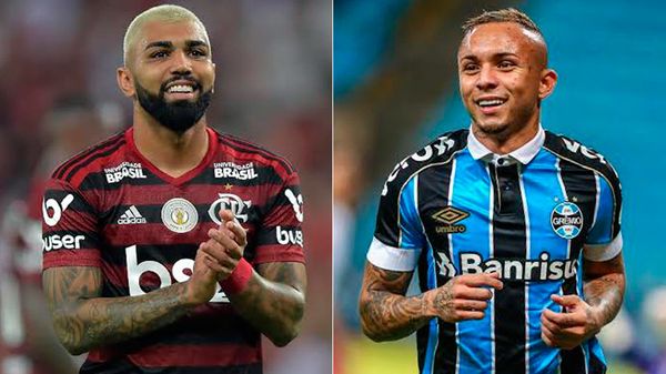 Gabigol e Everton Cebolinha fazem um duelo à parte no jogo decisivo. Crédito: Montagem/Lance