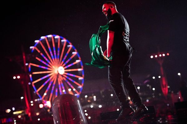 O rapper Drake durante apresentação no Rock in Rio 2019