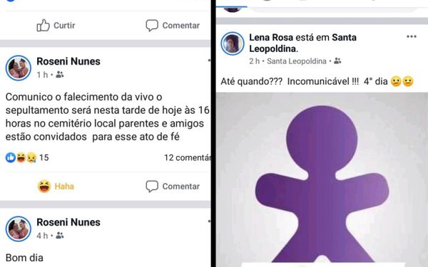 Postagens de moradores de Santa Leopoldina relatam a falta de serviço da Vivo na cidade. Crédito: Monatagem/A Gazeta