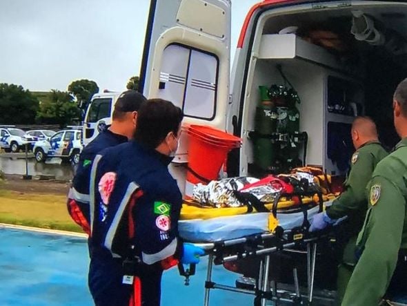 Família é resgatada em Santa Leopoldina  (14/11/2019) por Reprodução/TV Gazeta