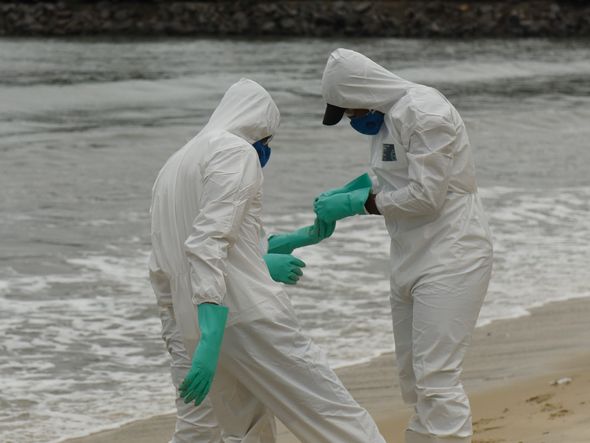 Data: 16/11/2019 - ES - Vitória - Militares da Marinha fazem busca na Praia de Camburi  por fragmentos de óleo que atingem a costa brasileira - Editoria: Cidades - Foto: Vitor Jubini - GZ por Vitor Jubini