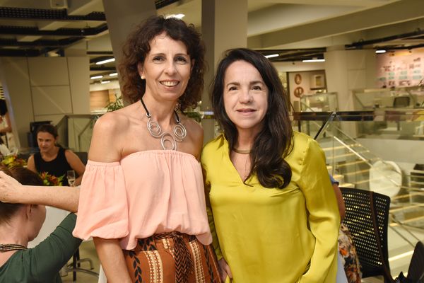 Luciana Simões e Sonia Tosi: em encontro de arquitetos e decoradores em Vix. . Crédito: Mônica Zorzanelli