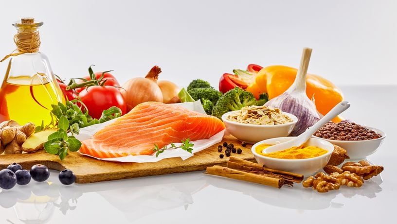 Alimentos saudáveis: legumes, verduras, grãos e frutas
