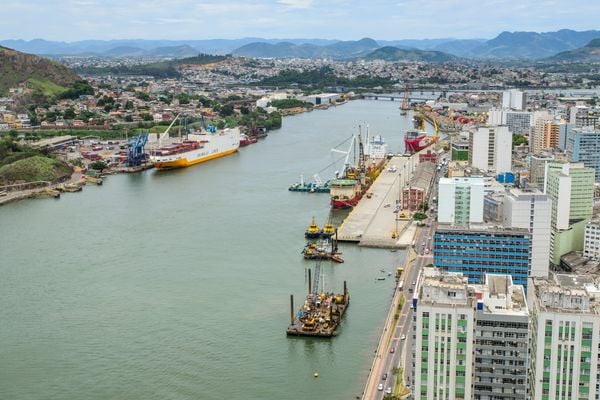 Foto aérea do Porto de Vitória. Crédito: Codesa/Divulgação