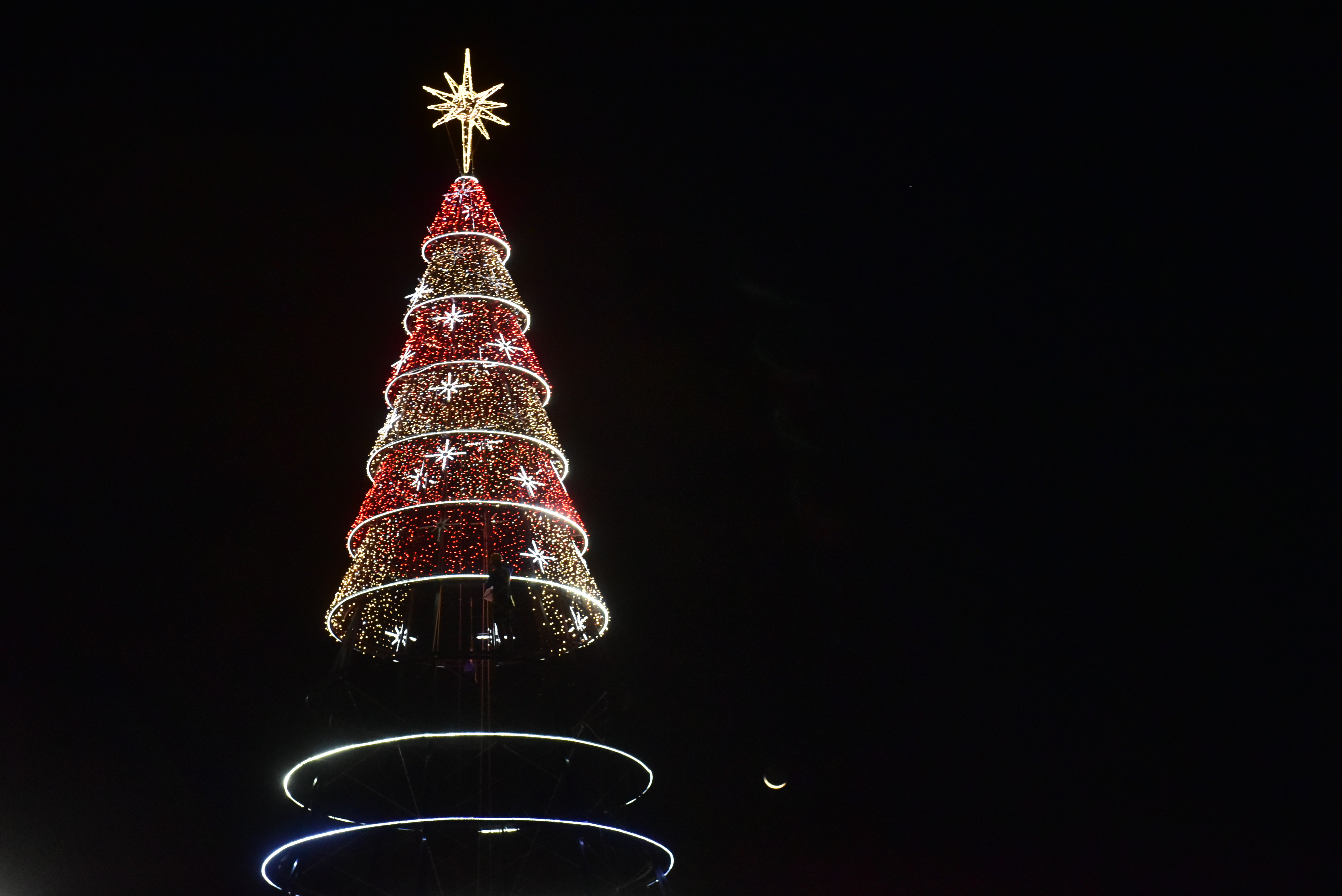 Data: 28/11/2019 - ES - Vitória - Montagem da árvore de natal na Praça do Papa, em Vitória - Editoria: Cidades - Foto: Fernando Madeira - GZ