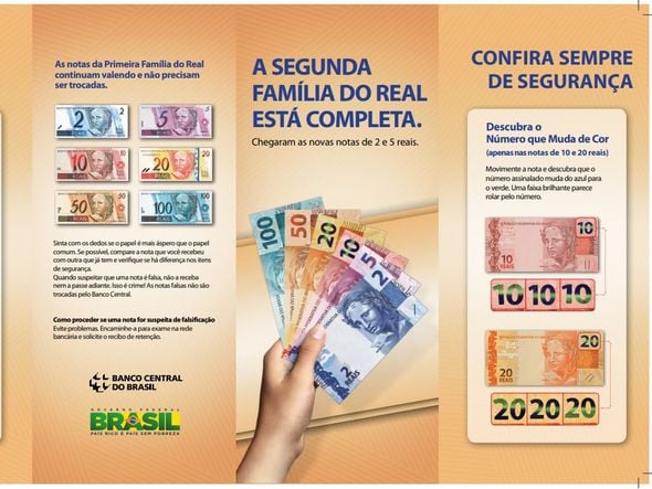 Como identificar uma cédula de Real falsa por Divulgação/Banco Central