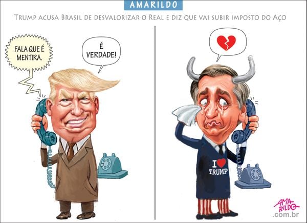 Na charge do Amarildo: Trump, Bolsonaro, o dólar e o aço | A Gazeta