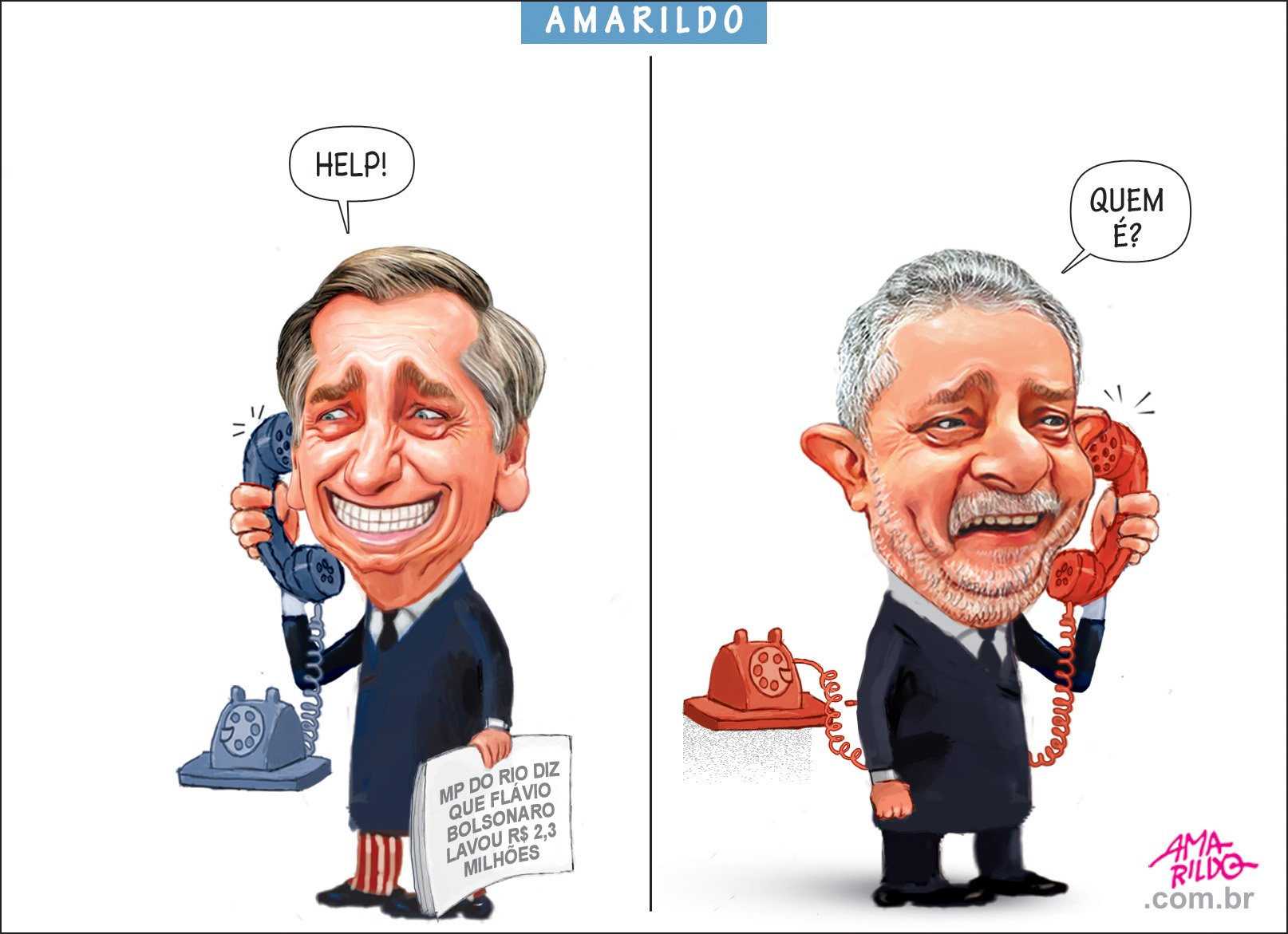 Na charge do Amarildo: Lula, Bolsonaro e filhos | A Gazeta