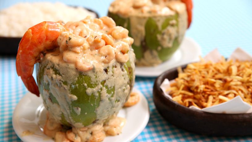 Camarão no coco do restaurante Atlântica