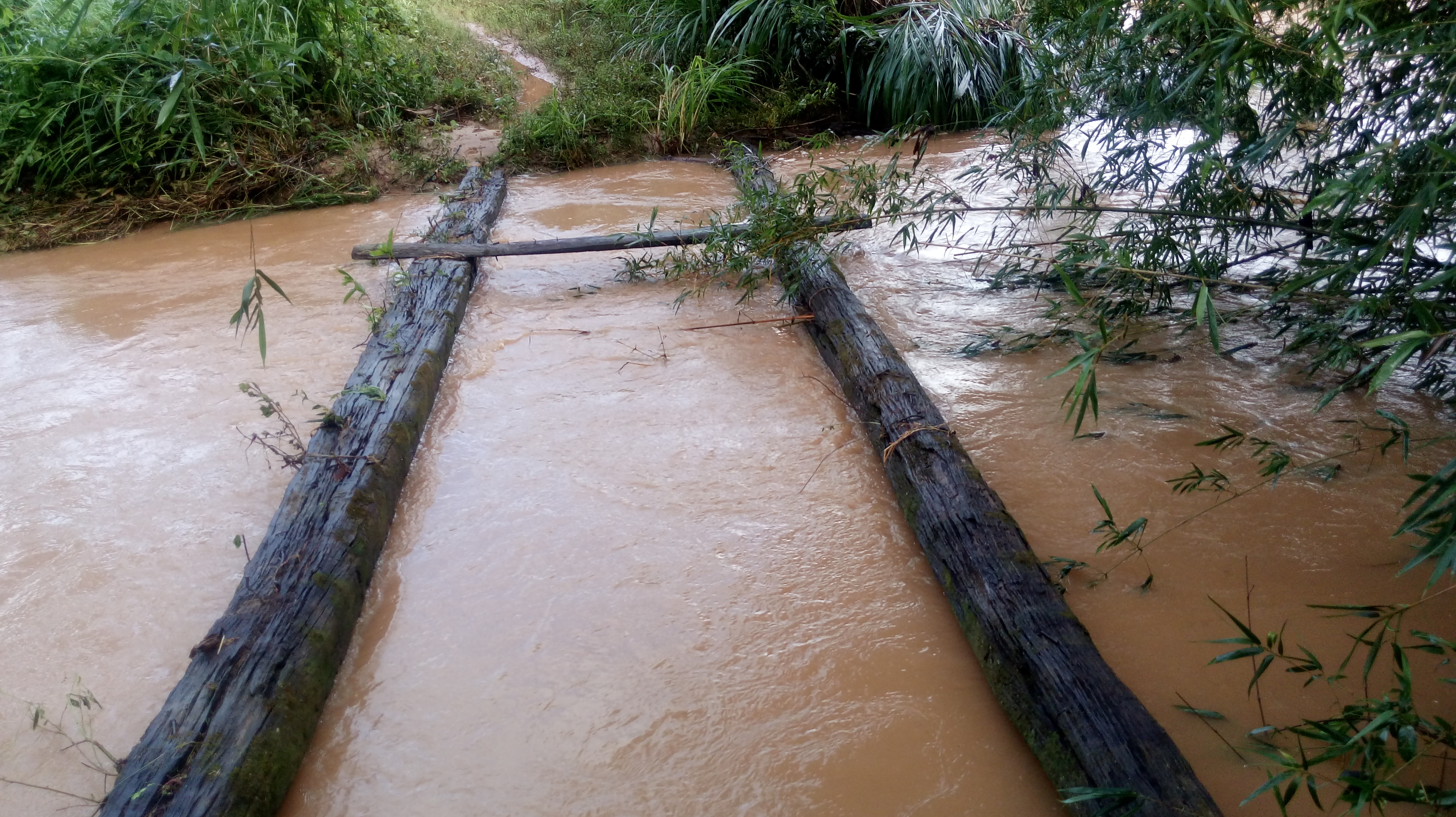 Água cobre ponte no Sul do Estado