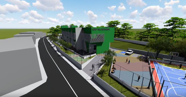 Projeção da escola cívico-militar de Viana por Prefeitura de Viana