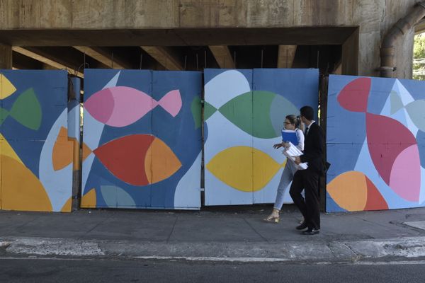 Data: 31/01/2020 - ES - Vitória - Murais coloridos pintados nos pilares da 3ª ponte pelos grafiteiros Handerson Chic e Fernando Sklu. A idéia partiu de Handerson, que teve o apoio do projeto A Arte é Nossa da PMV por Carlo Alberto Silva