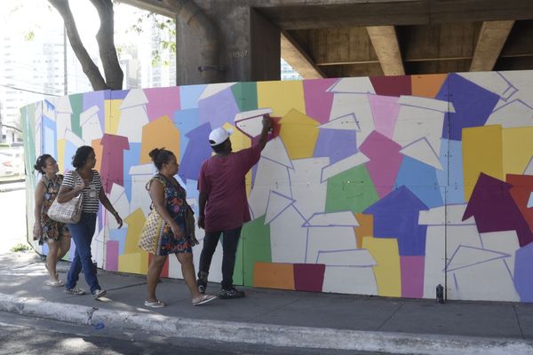 Data: 31/01/2020 - ES - Vitória - Murais coloridos pintados nos pilares da 3ª ponte pelos grafiteiros Handerson Chic e Fernando Sklu. A idéia partiu de Handerson, que teve o apoio do projeto A Arte é Nossa da PMV por Carlo Alberto Silva