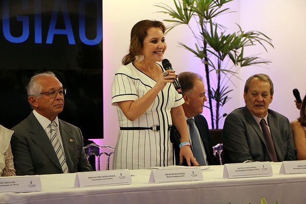 Desembargadora Ana Paula Tauceda Branco, presidente do TRT-ES, discursou na inaguração da nova sede . Crédito: Divulgação/TJES