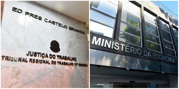 Sede da Justiça do Trabalho, que será desocupada, e antiga sede da Receita Federal, em Vitória. Crédito: Fernando Madeira