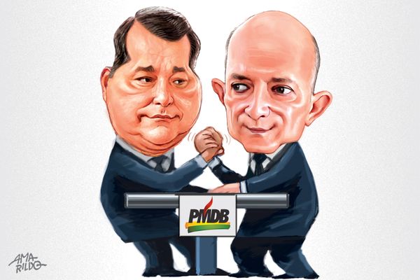 A queda de braço sem fim entre Marcelino Fraga e Lelo Coimbra. Crédito: Amarildo