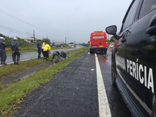 Peritos da Polícia Civil chegaram ao local por volta das 9 horas desta sexta-feira (28). Crédito: André Falcão/TV Gazeta