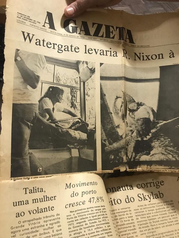 A história de Talita foi capa do Jornal A Gazeta em 1973. Crédito: Iara Diniz