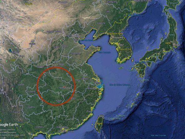  A OMS emitiu o primeiro alerta para a doença em 31 de dezembro de
2019, depois que autoridades chinesas notificaram casos de uma
misteriosa pneumonia na cidade de Wuhan, metrópole chinesa com 11
milhões de habitantes, sétima maior cidade da China e a número 42
do mundo.   por Google Earth