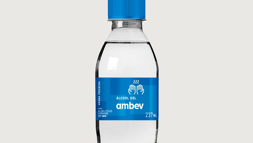A Ambev produzirá e dorará 500 mil garrafas de álcool em gel para hospitais do país