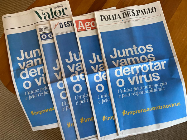 Jornais fazem campanha unificada sobre combate ao coronavírus. Crédito: Divulgação / ANJ
