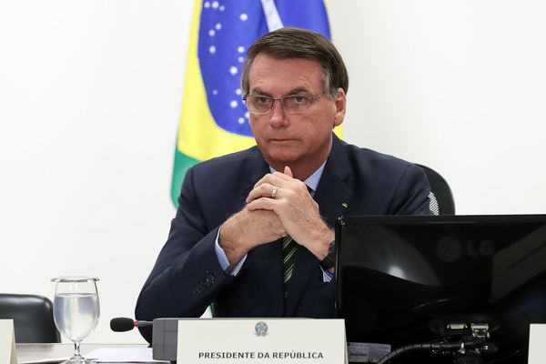 Presidente Jair Bolsonaro durante videoconferência com governadores do Sudeste