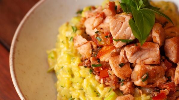 Risoto com salmão do restaurante Figata, em Vitória