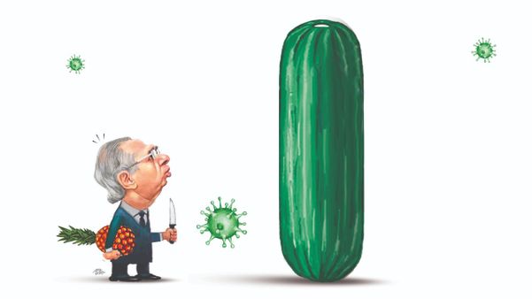 Ilustração: Paulo Guedes, que já tinha nas mãos o abacaxi da crise não superada, agora tem um pepino enorme pela frente: 