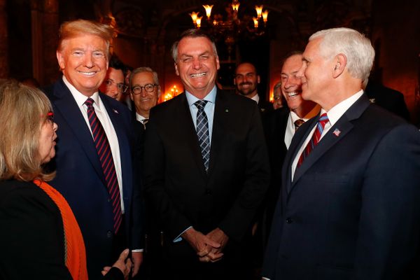 07/03/2020 - Florida, EUA - Presidente da República Jair Bolsonaro acompanhado do Senhor Presidente dos Estados Unidos Donald Trump, e do Vice-Presidente dos Estados Unidos Mike Pence. por Alan Santos/PR