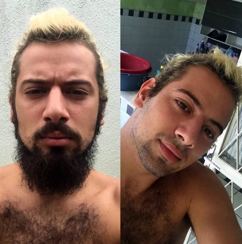 O repórter do Globo Esporte Lucas Strabko (Cartolouco) sem barba por Instagram/cartolouco