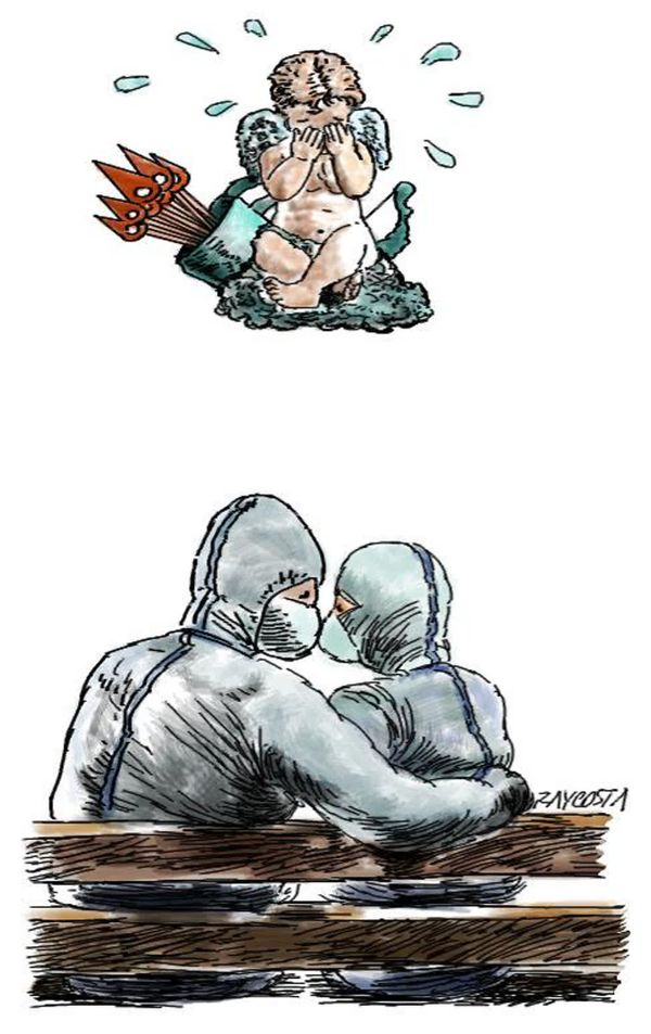 Cartum Ray Costa sobre amor nos tempos de coronavírus por Ray Costa