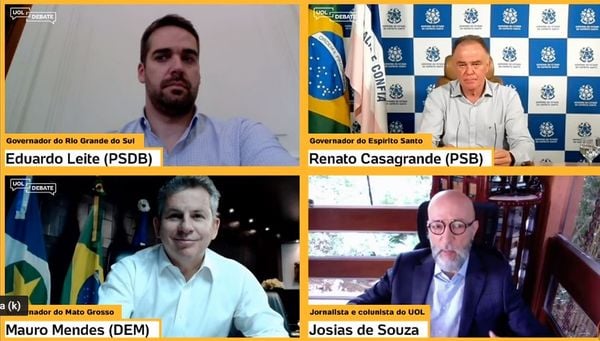 Governadores Eduardo Leite, do Rio do Grande do Sul, Renato Casagrande, do Espírito Santo, e Mauro Mendes, do Mato Grosso, debateram com o jornalista Josias de Souza