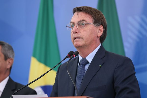 Presidente Jair Bolsonaro, durante coletiva em que anunciou medidas contra a crise do coronavírus