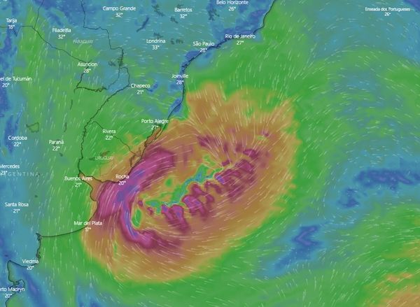 Ciclone extratropical se formou na costa do Uruguai