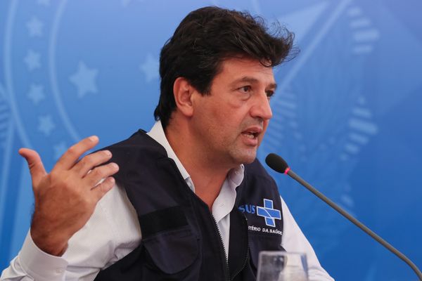 Ministro da Saúde, Luiz Henrique Mandetta durante coletiva de Imprensa no Palácio do Planalto sobre as ações de enfrentamento no combate ao Covid-19