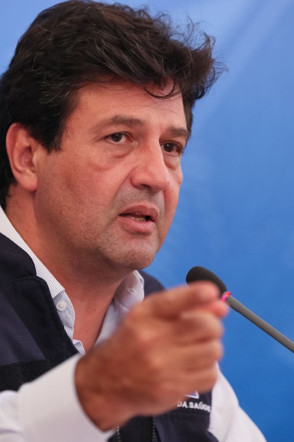 Ministro da Saúde, Luiz Henrique Mandetta durante coletiva de Imprensa no Palácio do Planalto sobre as ações de enfrentamento no combate ao Covid-19