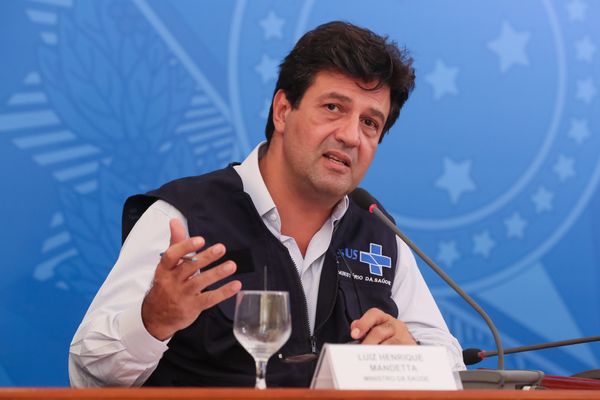 Ministro da Saúde, Luiz Henrique Mandetta durante coletiva de Imprensa no Palácio do Planalto sobre as ações de enfrentamento no combate ao Covid-19