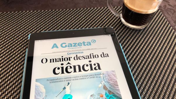 Jornal A Gazeta em versão digital pode ser lido no tablet, computador e celular