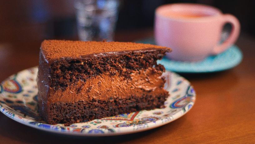 Torta de chocolate low carb da cafeteria e bistrô Colher de Pau, em Vila Velha