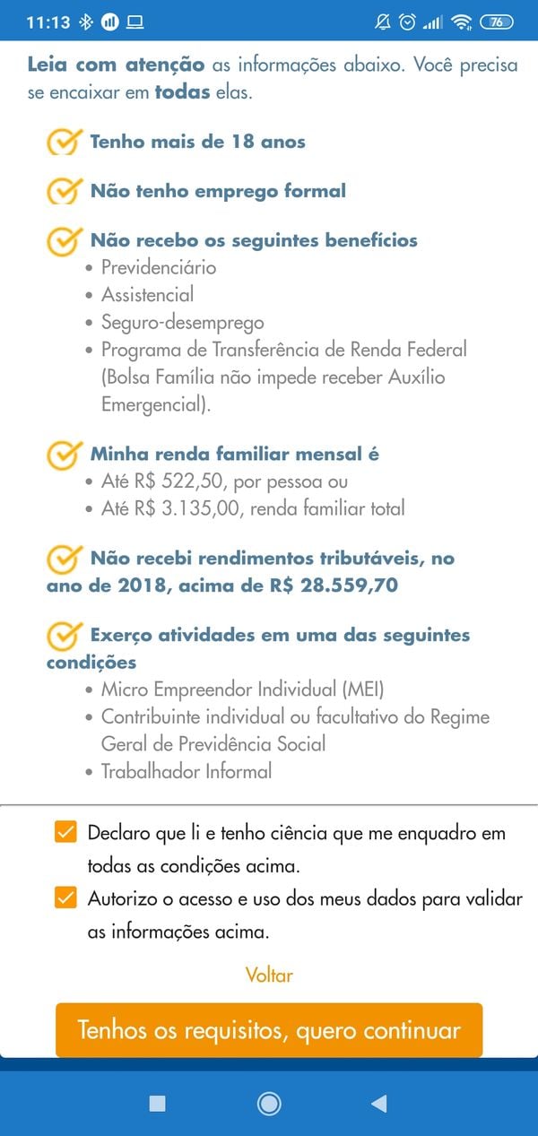 Site e aplicativo para fazer o cadastro e receber o benefício de R$ 600