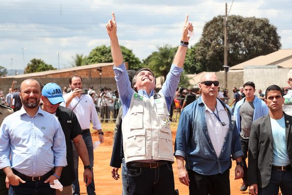 Presidente da República Jair Bolsonaro, durante visita ao Hospital de Campanha de Águas Lindas de Goiás