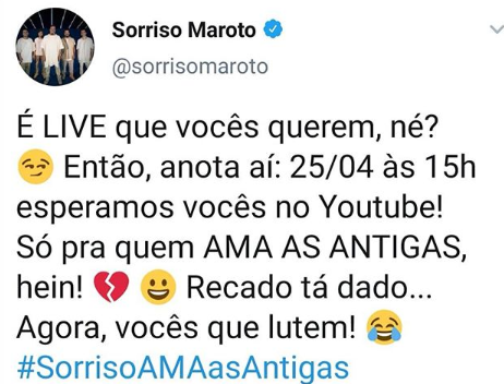 Sorriso Maroto anuncia data de show pela internet