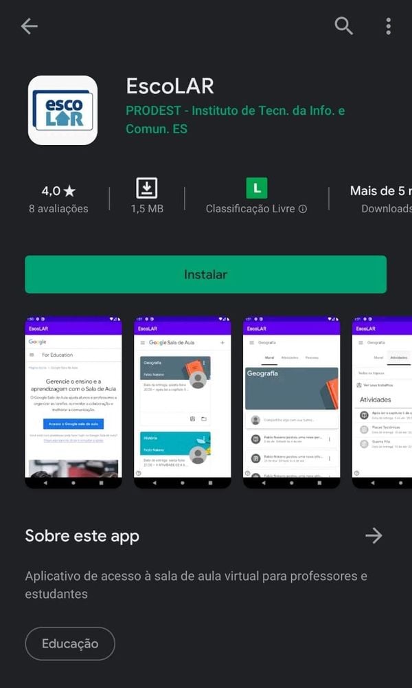 Aplicativo aparece para download em loja do Android após busca por 