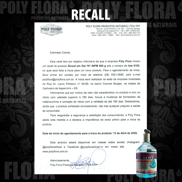 Empresa pediu para consumidores trocarem o álcool em gel